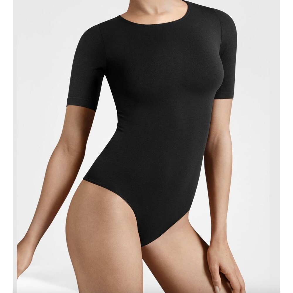 Wolford Short Sleeve String Body Opaque Bodysuit Size Medium